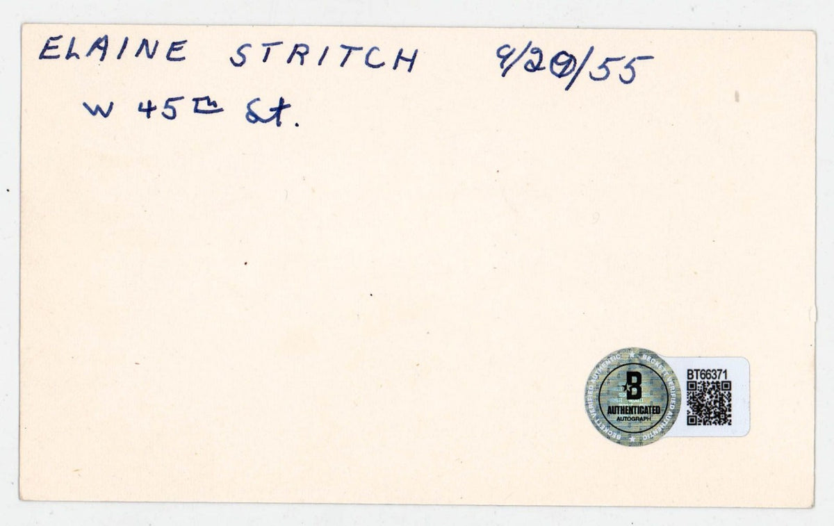Elaine Stritch Signed 3x5 Index Card Note Card Beckett BAS1