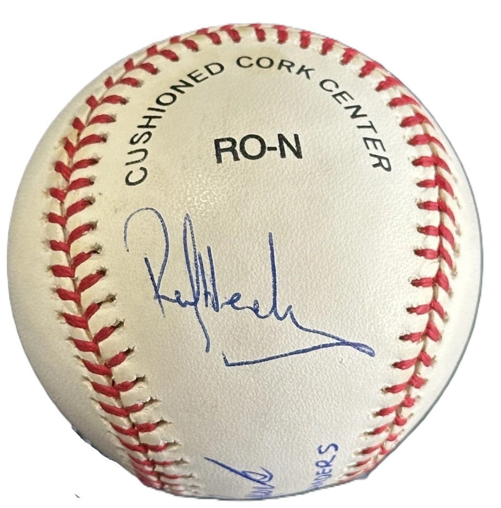Rickey Henderson Lou Brock Signed Auto All Time Stolen Base Leaders ONL Ball JSA1
