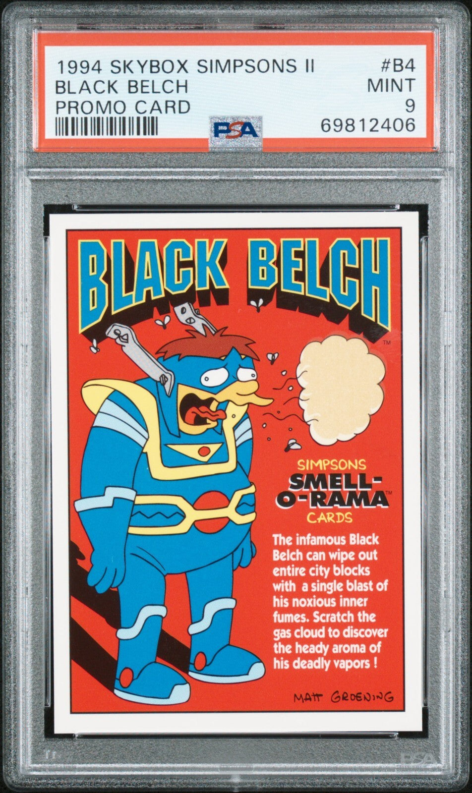 1994 Skybox Simpsons II Promo Card B4 Black Belch PSA 90