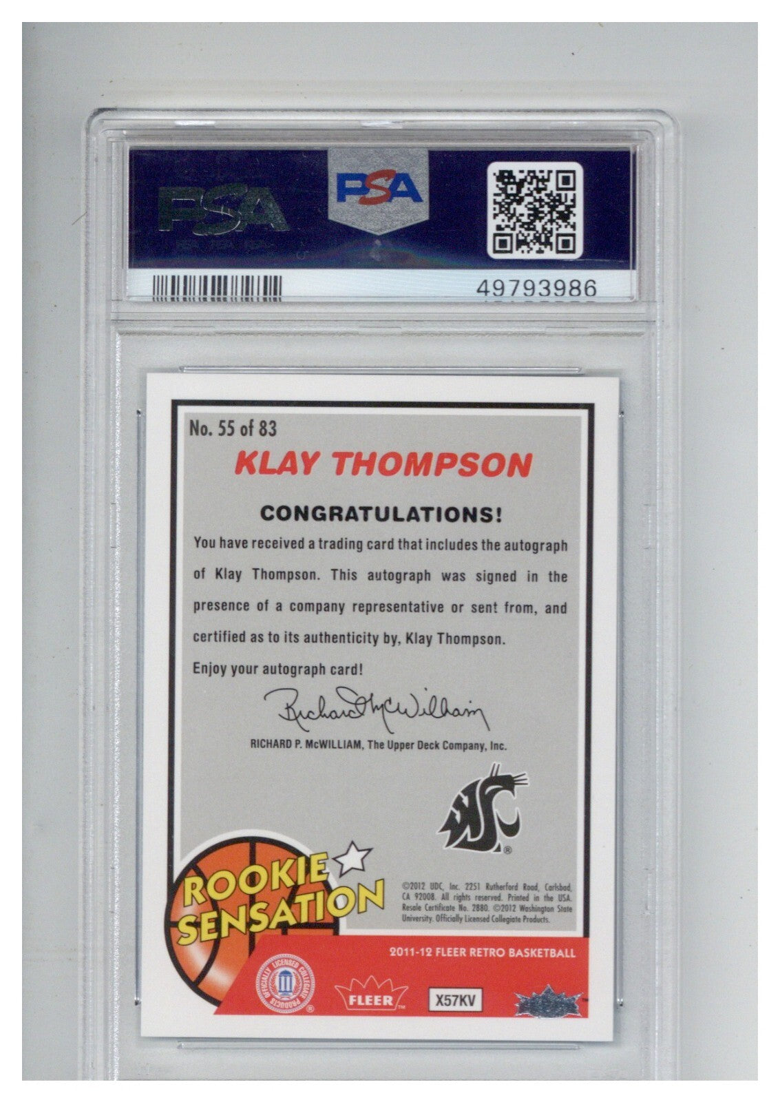 2011 Fleer Retro Klay Thompson Auto PSA 9 101