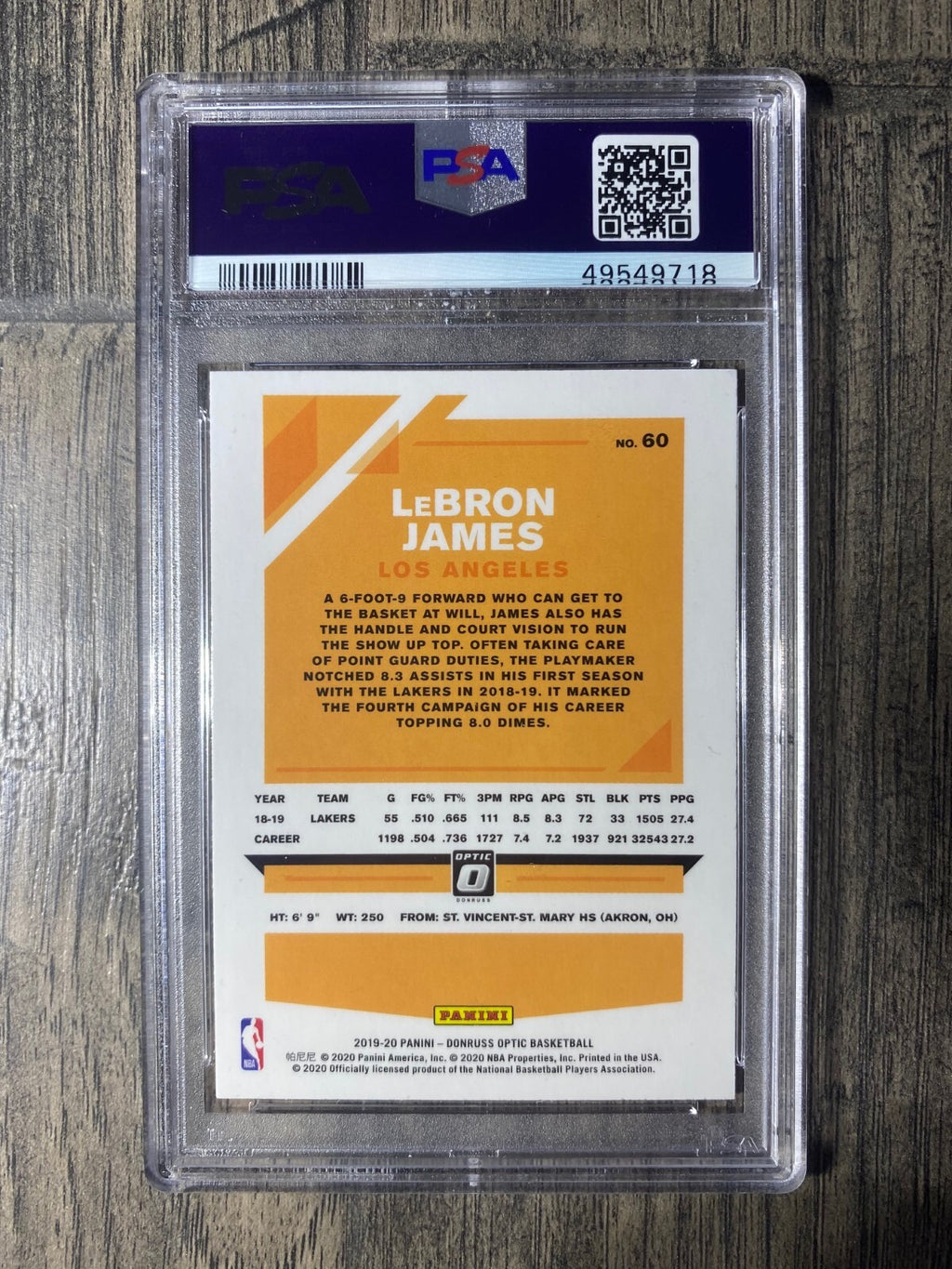 2019 Donruss Optic LeBron James PSA 91