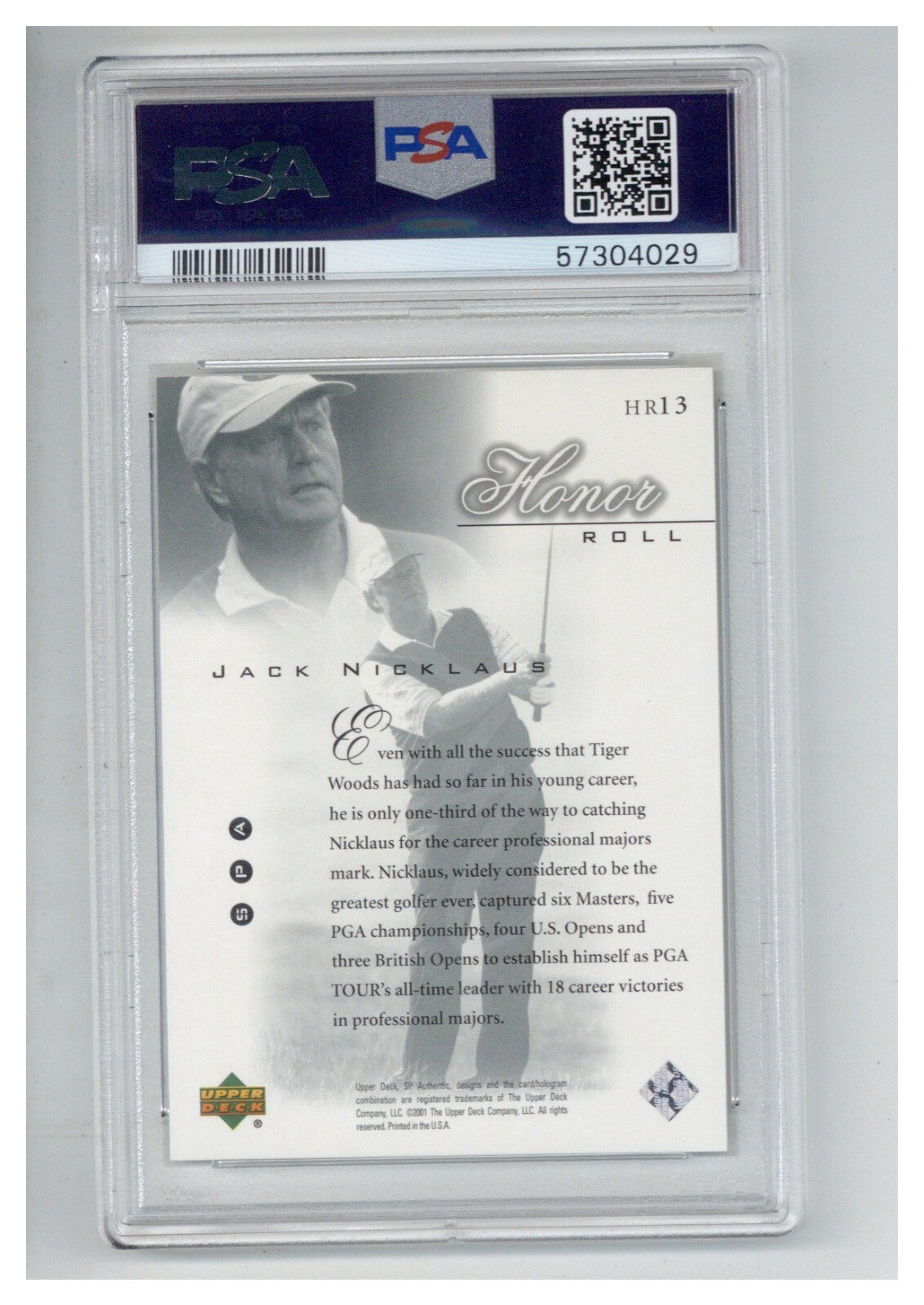 2001 SP Authentic Honor Roll HR13 Jack Nicklaus PSA 81
