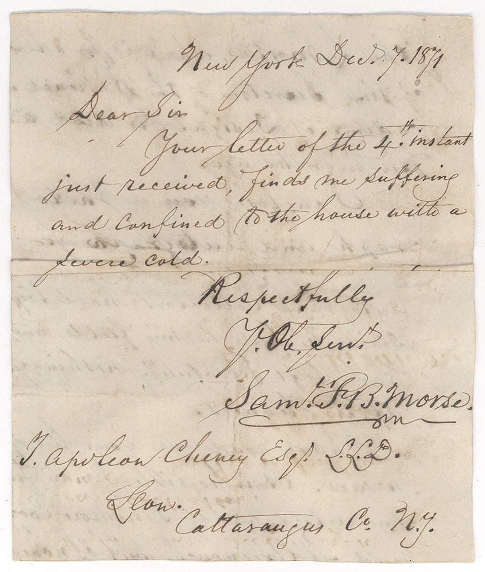 Samuel Morse Signed Auto Handwritten 1871 5x8 Letter Telegraph Grad LOA0