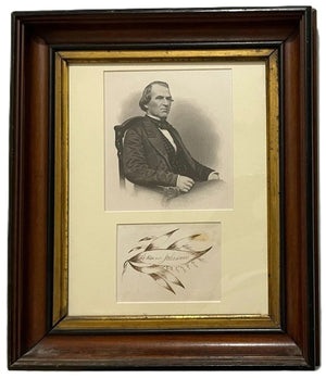 President Andrew Johnson Signed Auto 4x4 Sketch Framed Display Beckett BAS