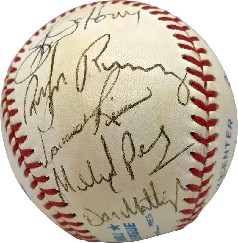 1995 Yankees Team Signed Autographed OAL Baseball Jeter Rivera Mattingly JSA1