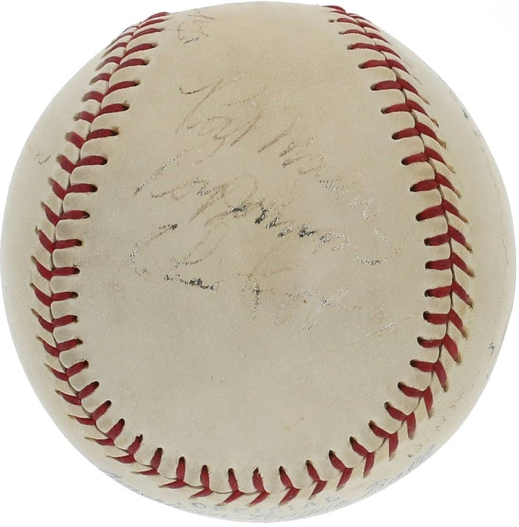 1938 WS Champion NY Yankees Signed OAL Baseball Gehrig Ruffing PSA PSA/DNA2