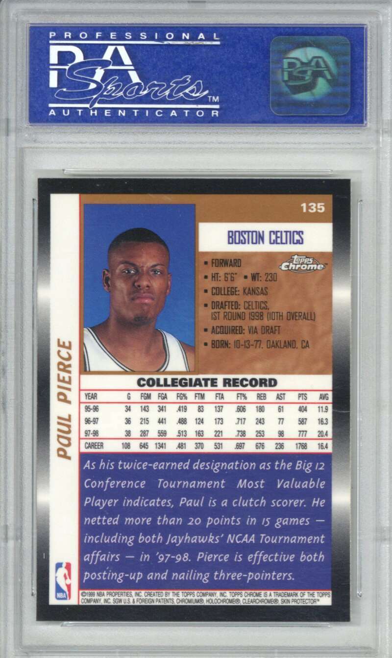 1998 Topps Chrome 135 Paul Pierce PSA 91