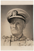 Chester Nimitz Signed Auto 3.25x5 Black White Photo WWII Fleet Admiral GRAD0