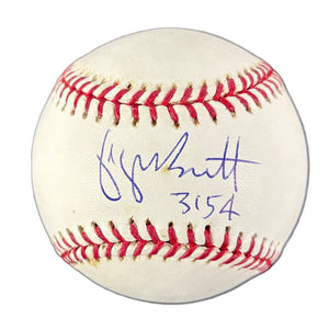 George Brett Signed OML Baseball 3154 Hits MLB Mounted Memories