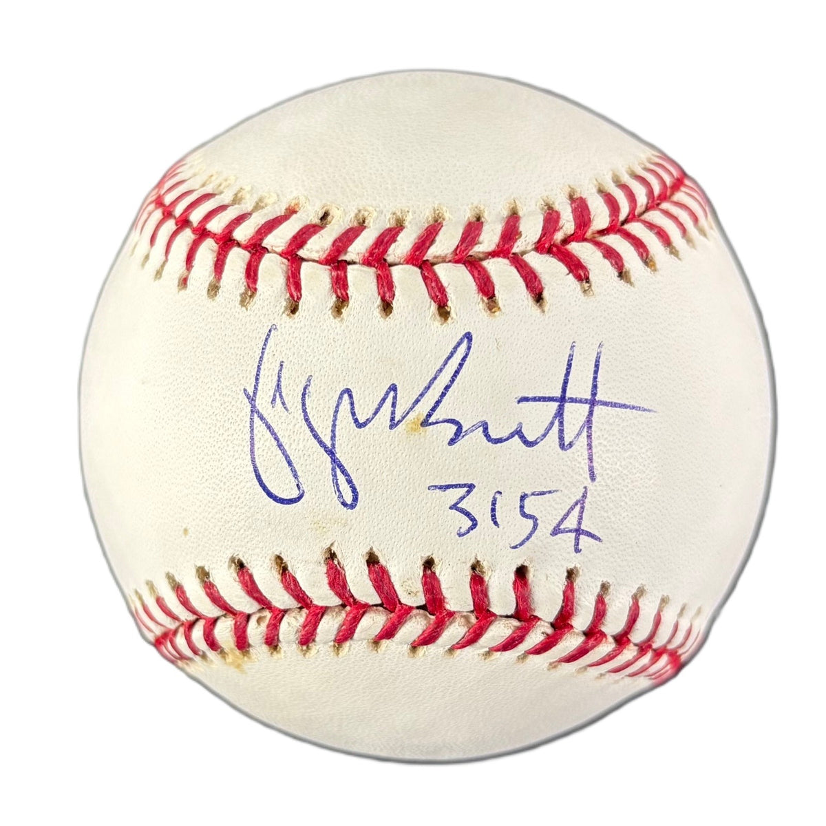 George Brett Signed OML Baseball 3154 Hits MLB Mounted Memories0