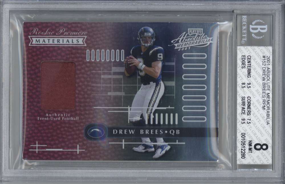 Drew Brees 2001 Absolute #152 Rookie Patch Card RC /850 BGS 8 0