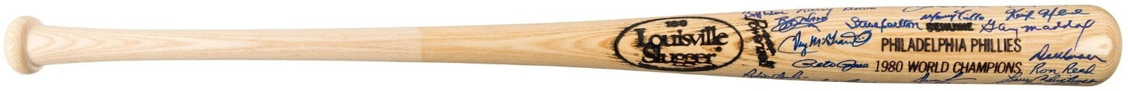 1980 Philadelphia Phillies Team Signed Baseball Bat Rose Carlton Grad LOA1