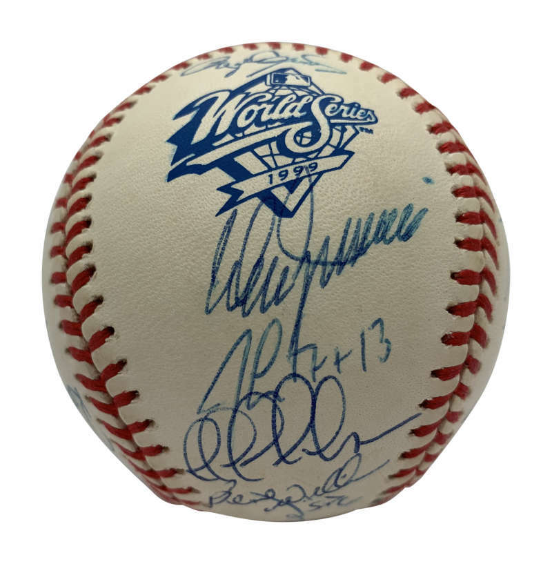 1999 New York Yankees Signed Autographed Jeter Torre WS Baseball JSA 4