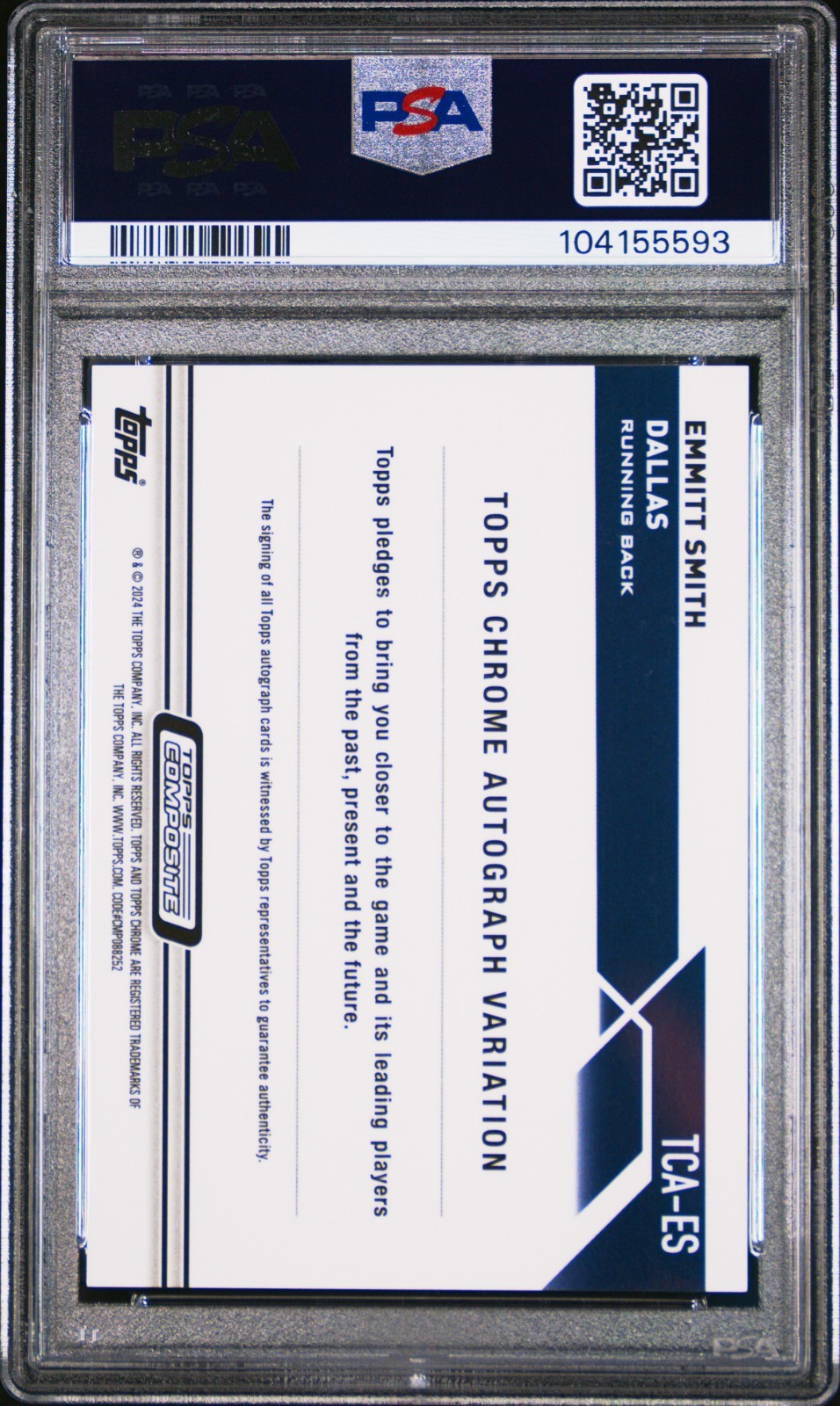 2023 Topps Chrome Gold Refractor #TCAES Emmitt Smith Signed /50 Auto PSA 101