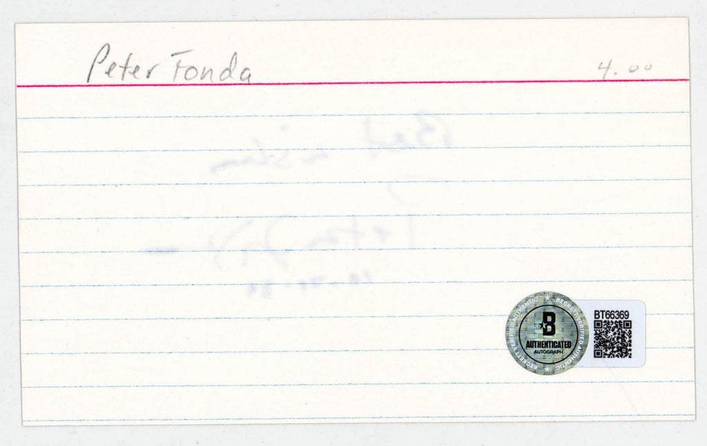 Peter Fonda Signed 3x5 Index Card Note Card Beckett BAS1