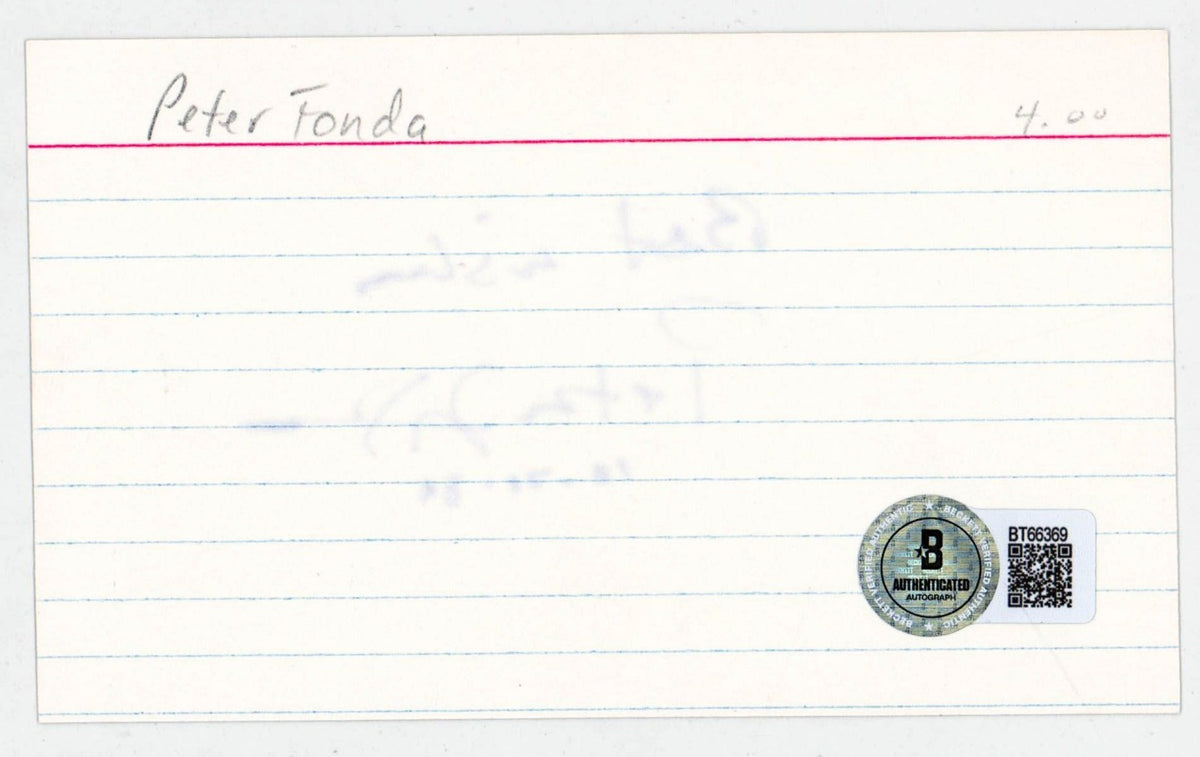 Peter Fonda Signed 3x5 Index Card Note Card Beckett BAS1
