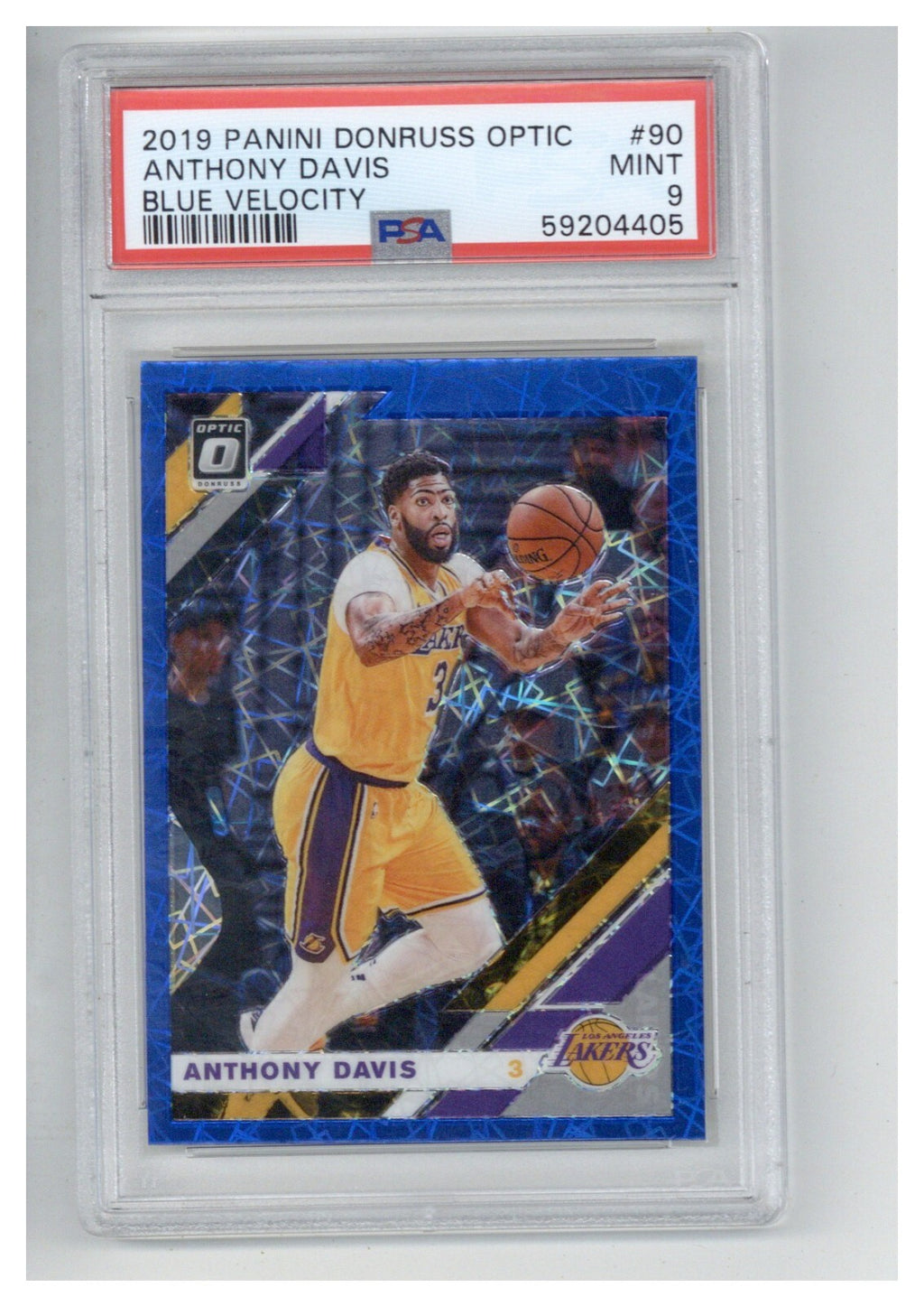 2019 Panini Donruss Optic 90 Anthony Davis Blue Velocity PSA 90