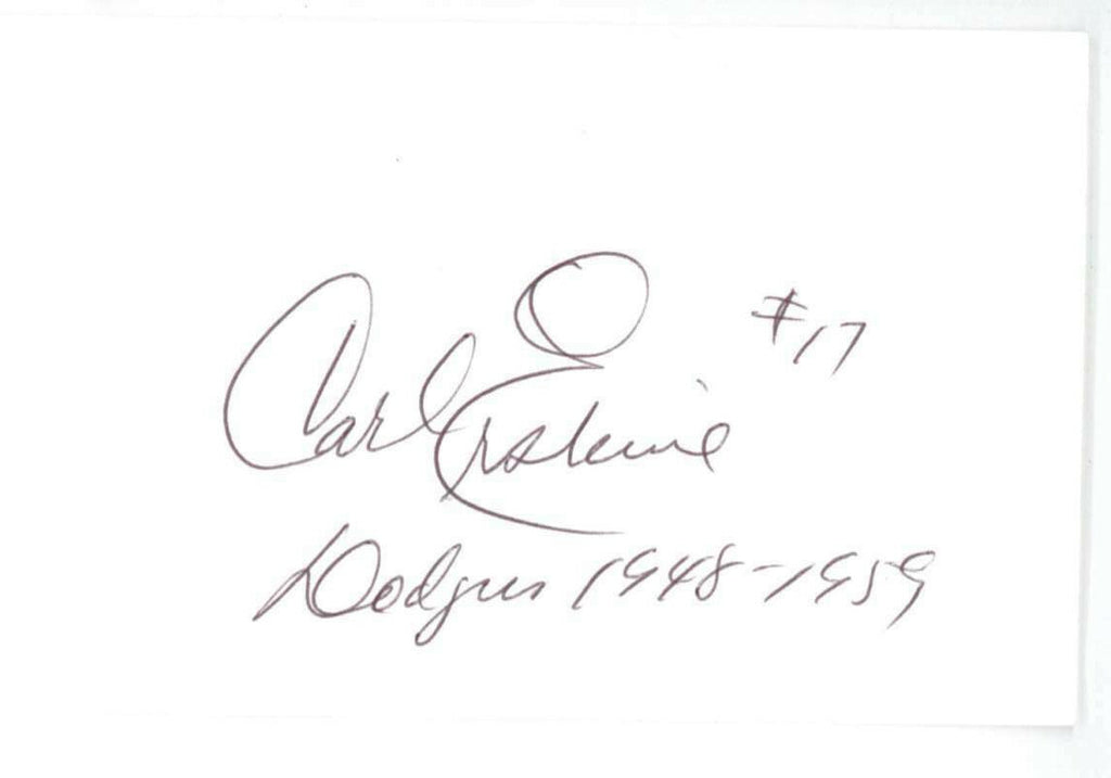 Carl Erskine Signed Autographed Dodgers 1948 1960 Index Card Beckett BAS 0