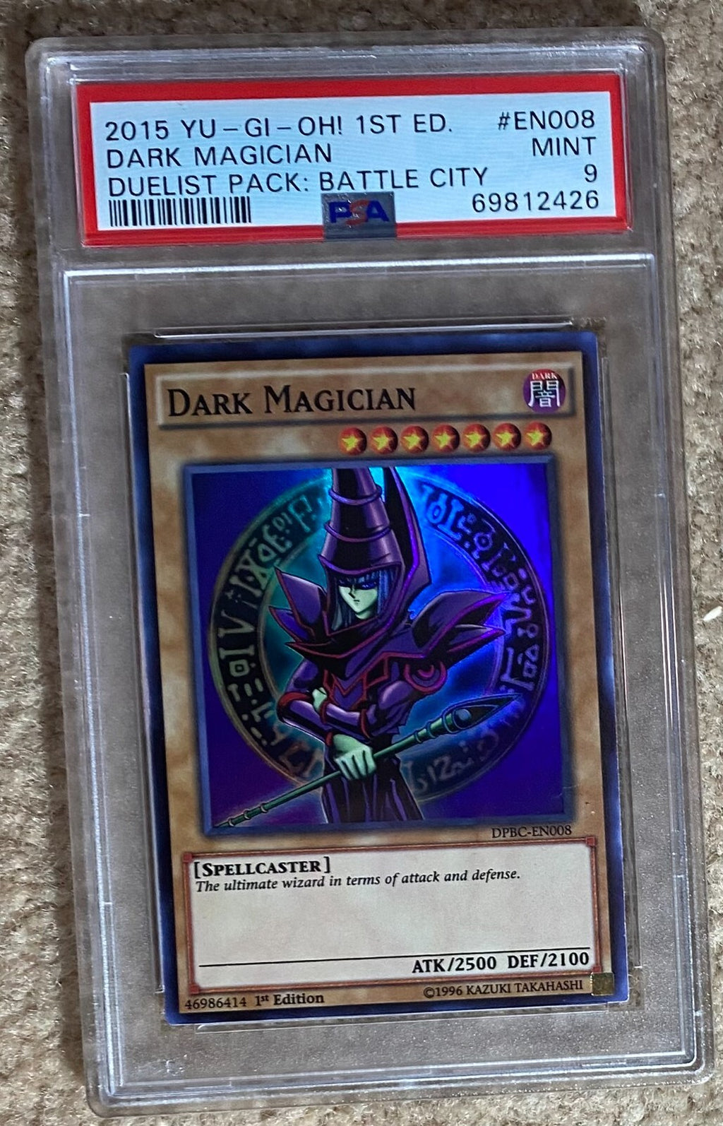 2015 Yugioh 1st Edition Dark Magician Duelist Pack EN008 PSA 90