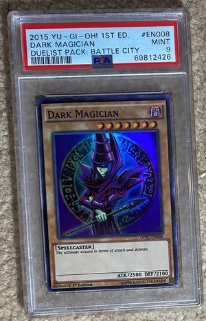 2015 Yugioh 1st Edition Dark Magician Duelist Pack EN008 PSA 9