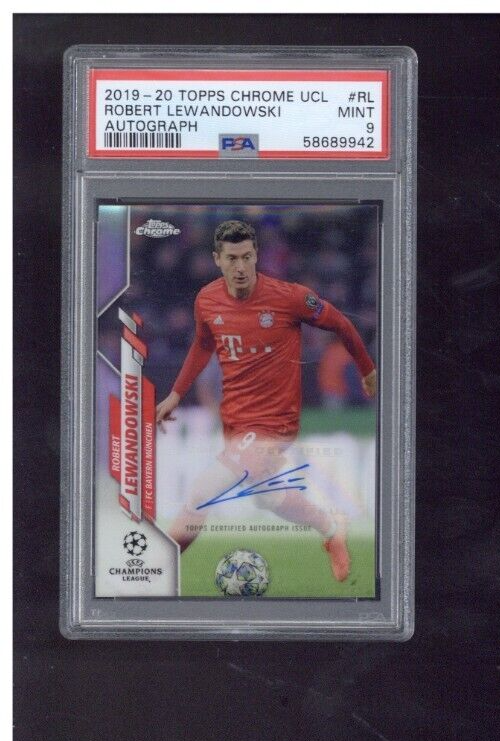2019 Topps Chrome UCL Robert Lewandowski Auto PSA 90