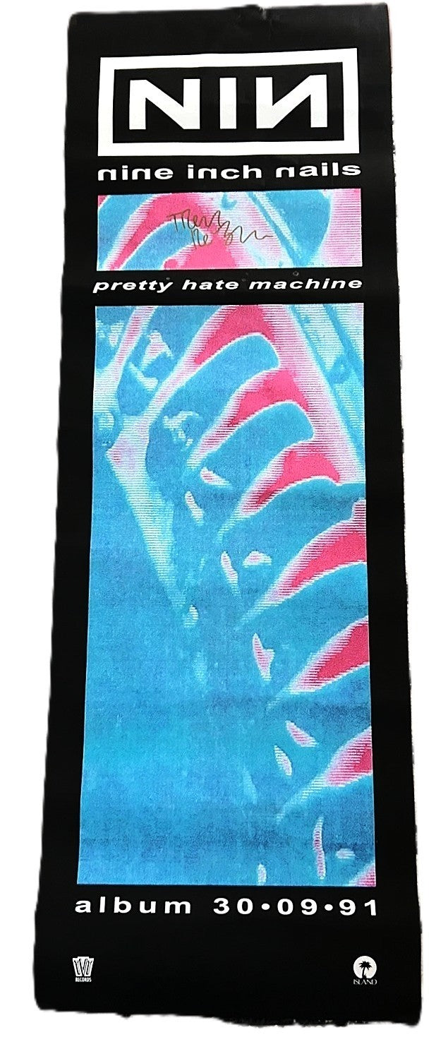 Trent Reznor Signed Auto Nine Inch Nails Pretty Hate Machine 12x37 Poster Grad0