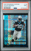 2002 BOWMAN CHROME 135 JULIUS PEPPERS XFRACTOR /250 PSA 90