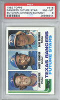 1982 Topps 418 Rangers Future Stars Butcher/Johnson/Schmidt PSA 80