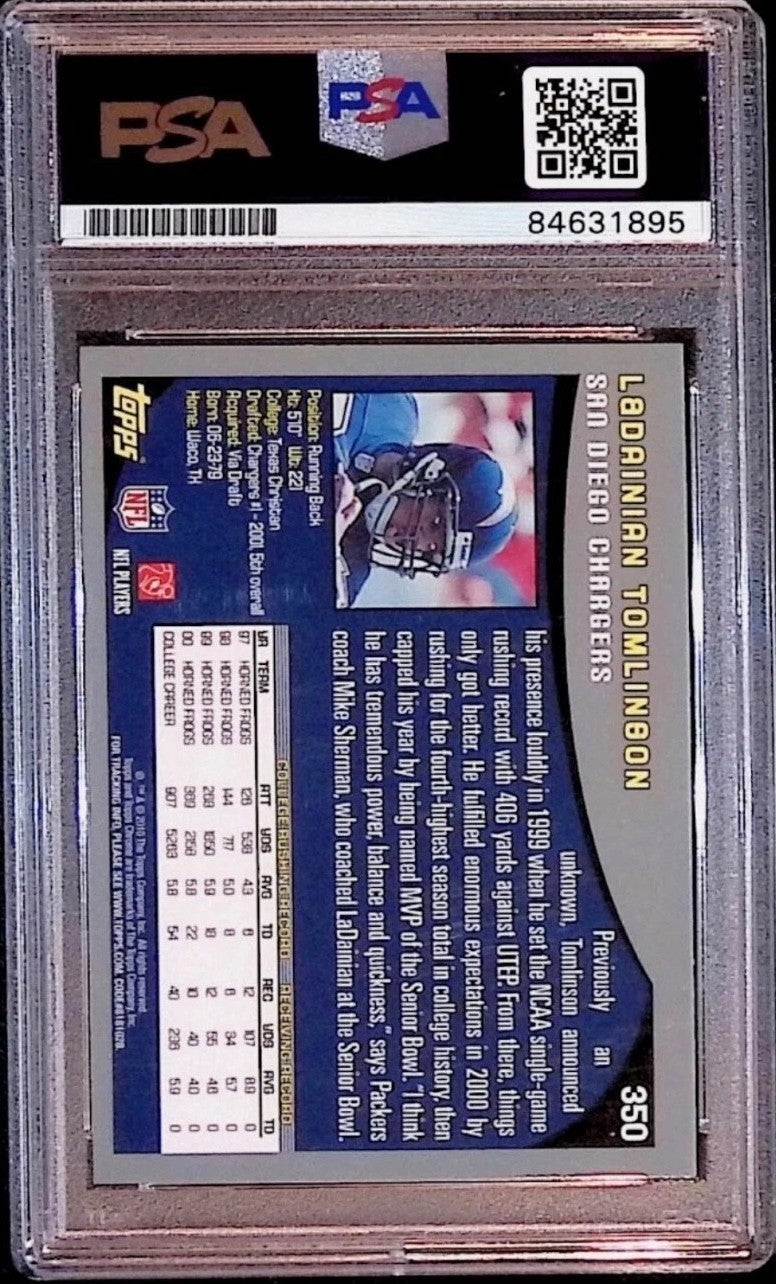 LaDainian Tomlinson Signed Auto 2001 Topps Rookie Reprint 2010 Card PSA DNA1