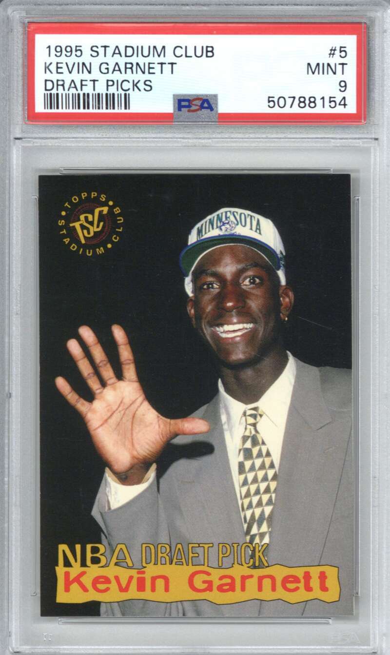 1995 Stadium Club 5 Kevin Garnett Draft Picks PSA 9 0