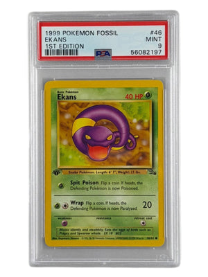 "1999 POKEMON FOSSIL 1ST ED 46 EKANS PSA 9 "
