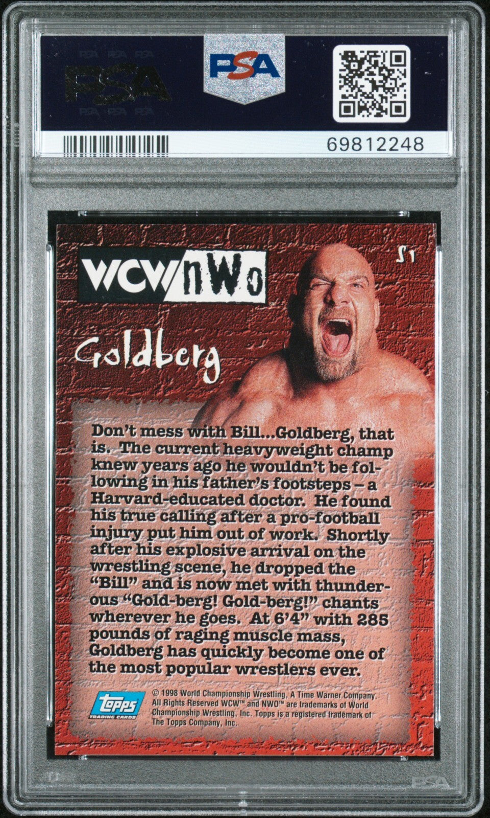 1998 Topps WCW/Nwo Stickers S1 Goldberg PSA 71