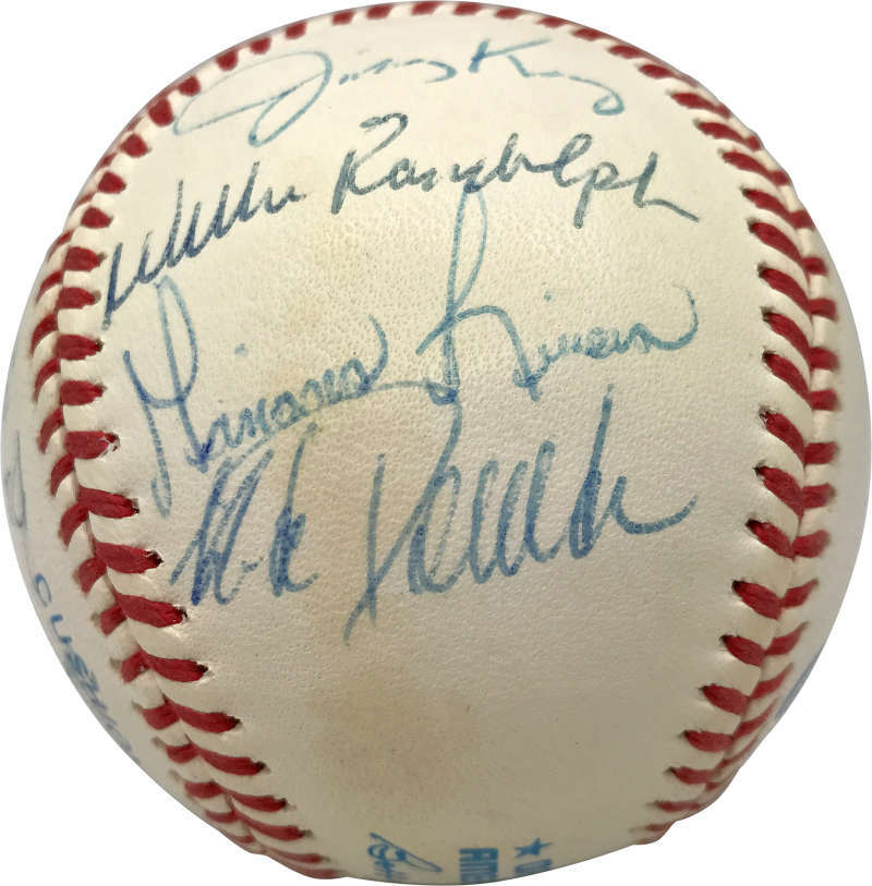 1995 Yankees Team Signed Autographed Baseball OAL Jeter Rivera Mattingly PSA/DNA1