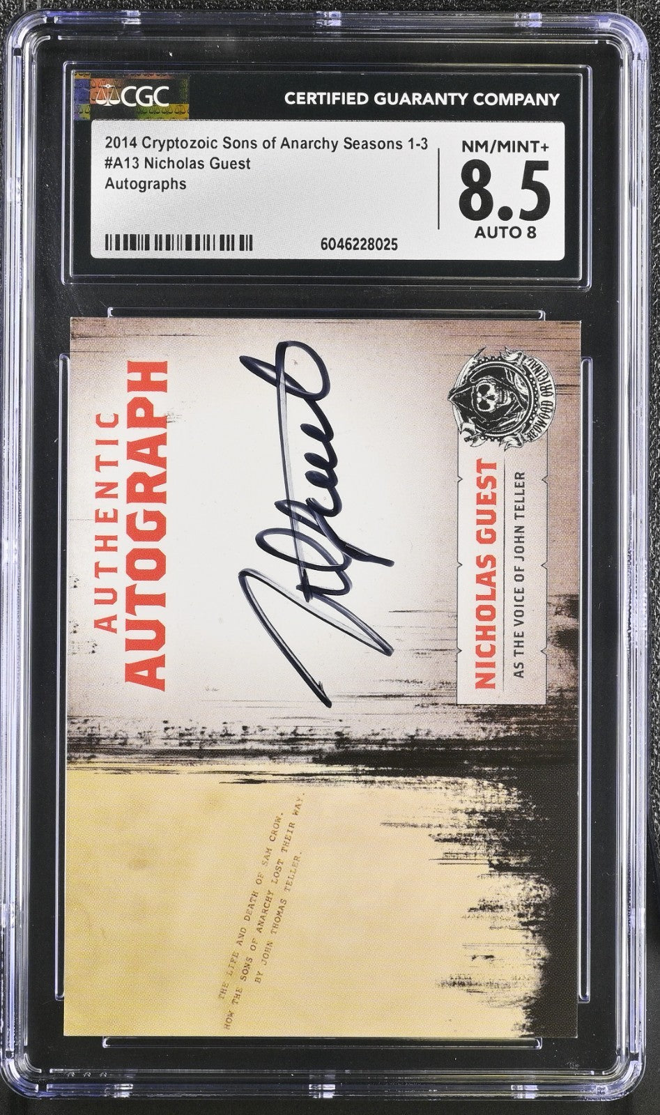 2014 Sons Of Anarchy Nicholas Guest the Voice of John Teller Auto Signed CGC 8.50