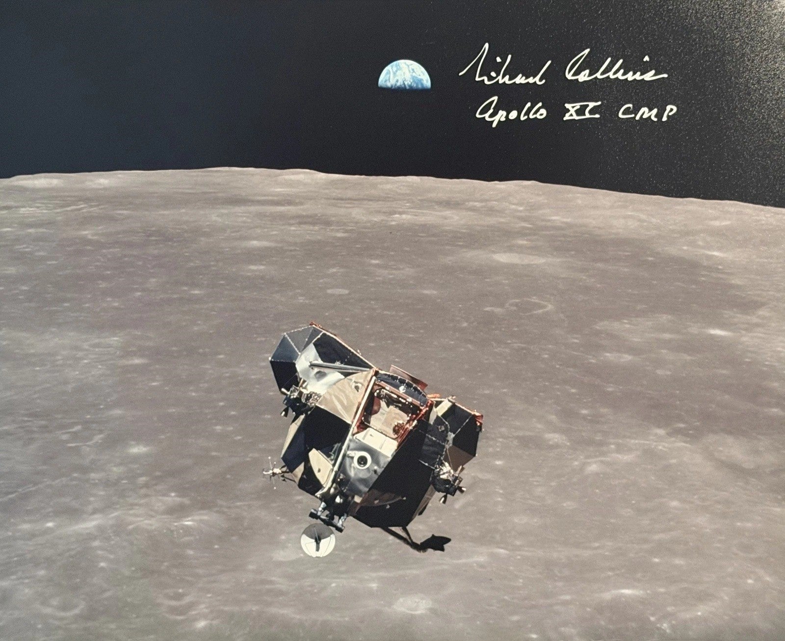 Michael Collins Signed Auto Apollo 11 8x10 Lunar Photo CMP Inscribed Grad LOA0