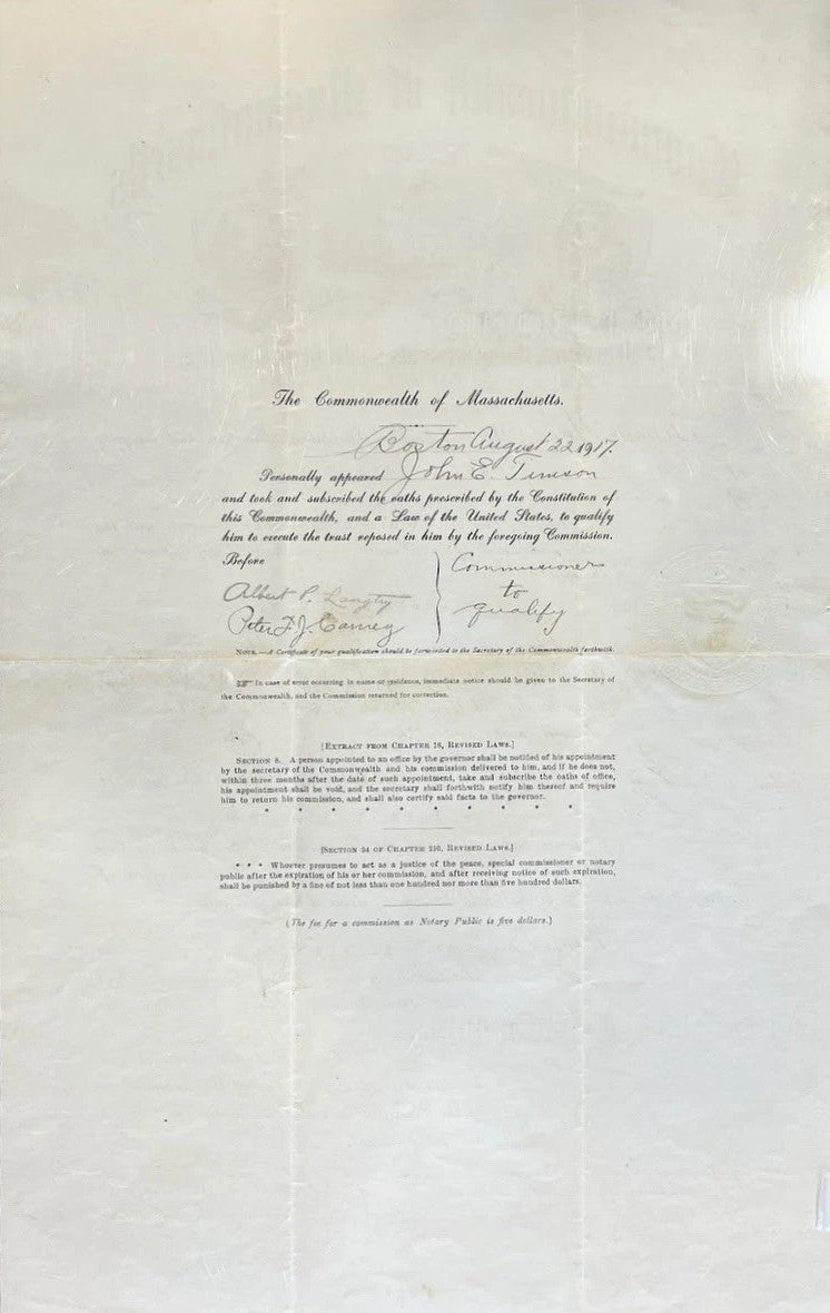 Calvin Coolidge Signed Auto 12x19 Appointment Document President Grad LOA2