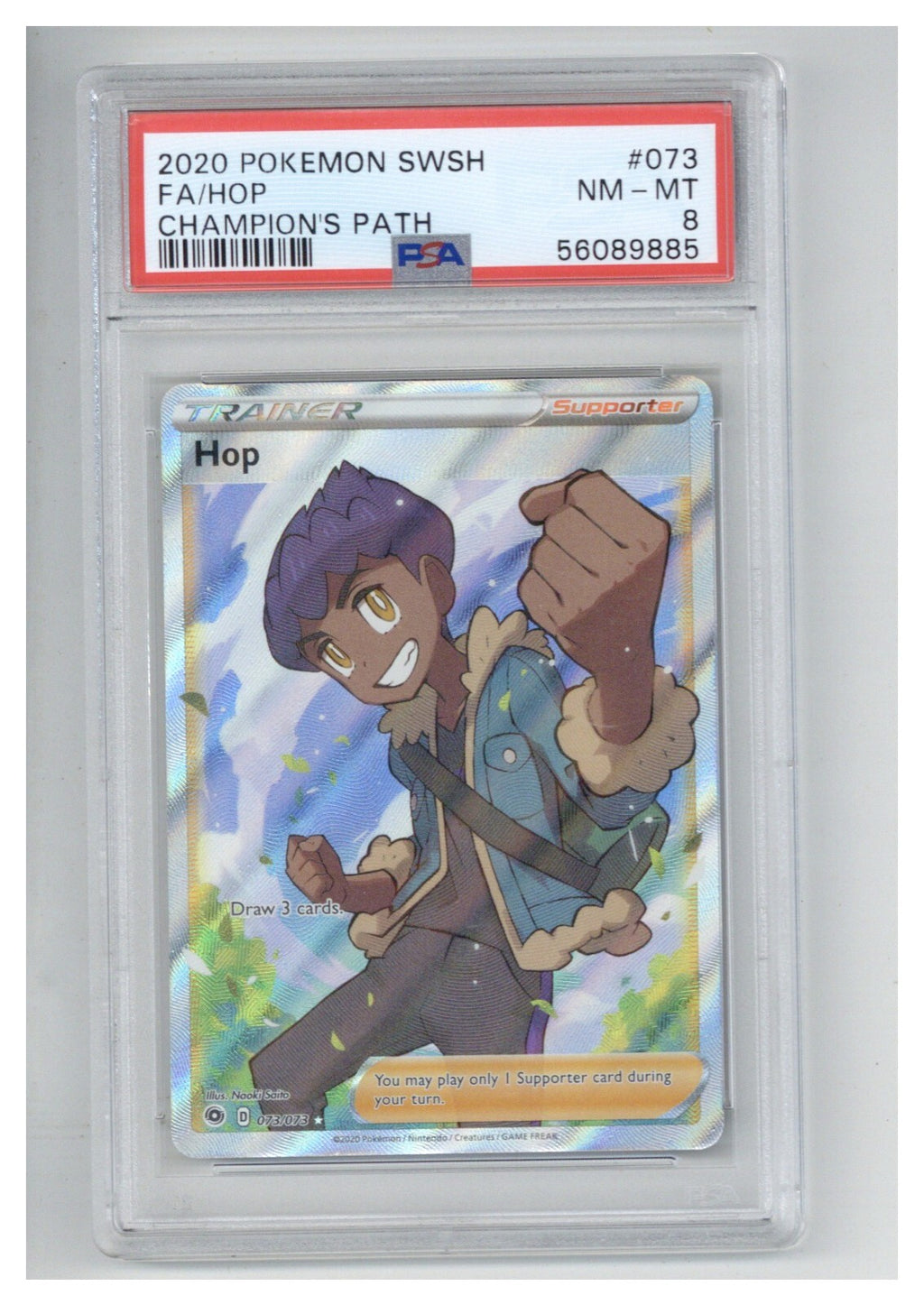 2020 Pokemon Sword & Shield Champion's Path 073 Full Art/Hop PSA 80