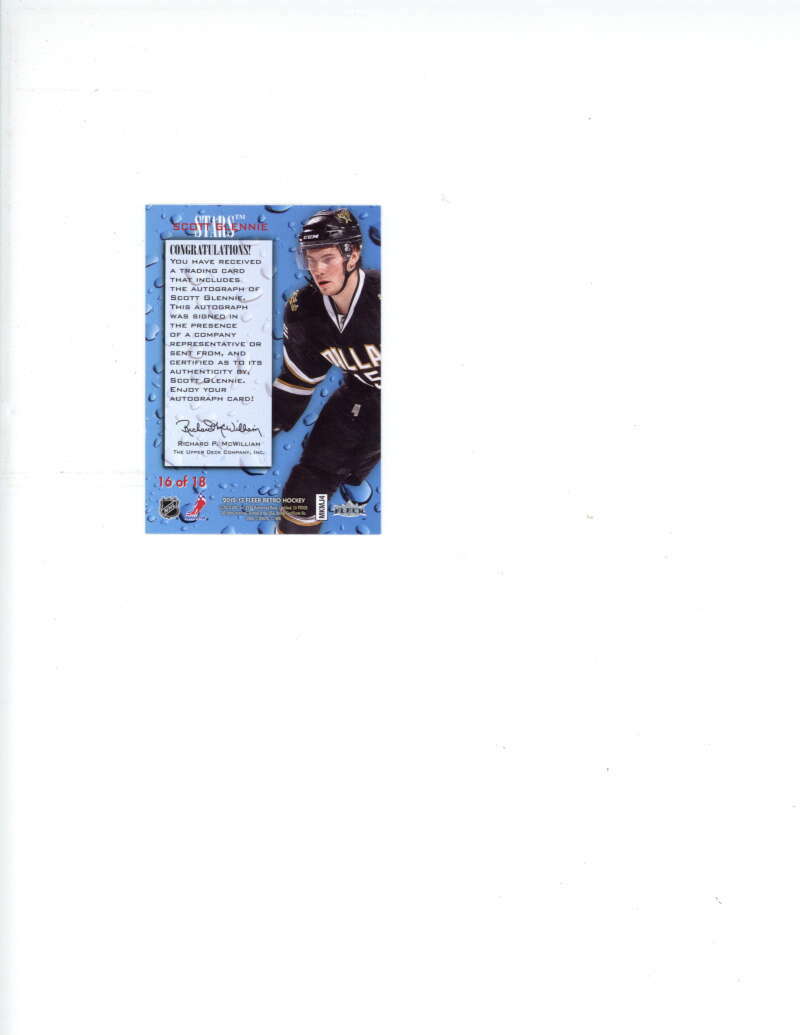 Scott Glennie Signed Auto 2012 13 Fleer Retro 1