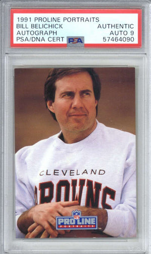 1991 Proline Portraits Bill Belichick Autograph PSA Auto 9