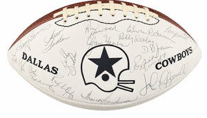1975 NFC Champion Dallas Cowboys Team Signed Football Staubach GRAD