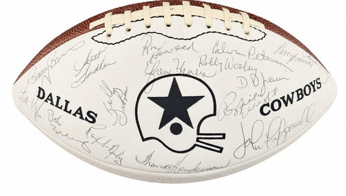 1975 NFC Champion Dallas Cowboys Team Signed Football Staubach GRAD0