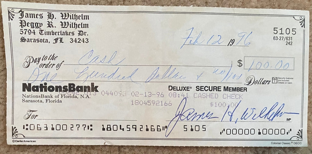 Hoyt Wilhelm Double Signed 1996 Check Beckett BAS0