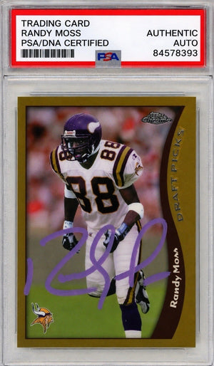 Randy Moss Signed Auto 1998 Topps Chrome 35 Rookie Card Vikings PSA DNA