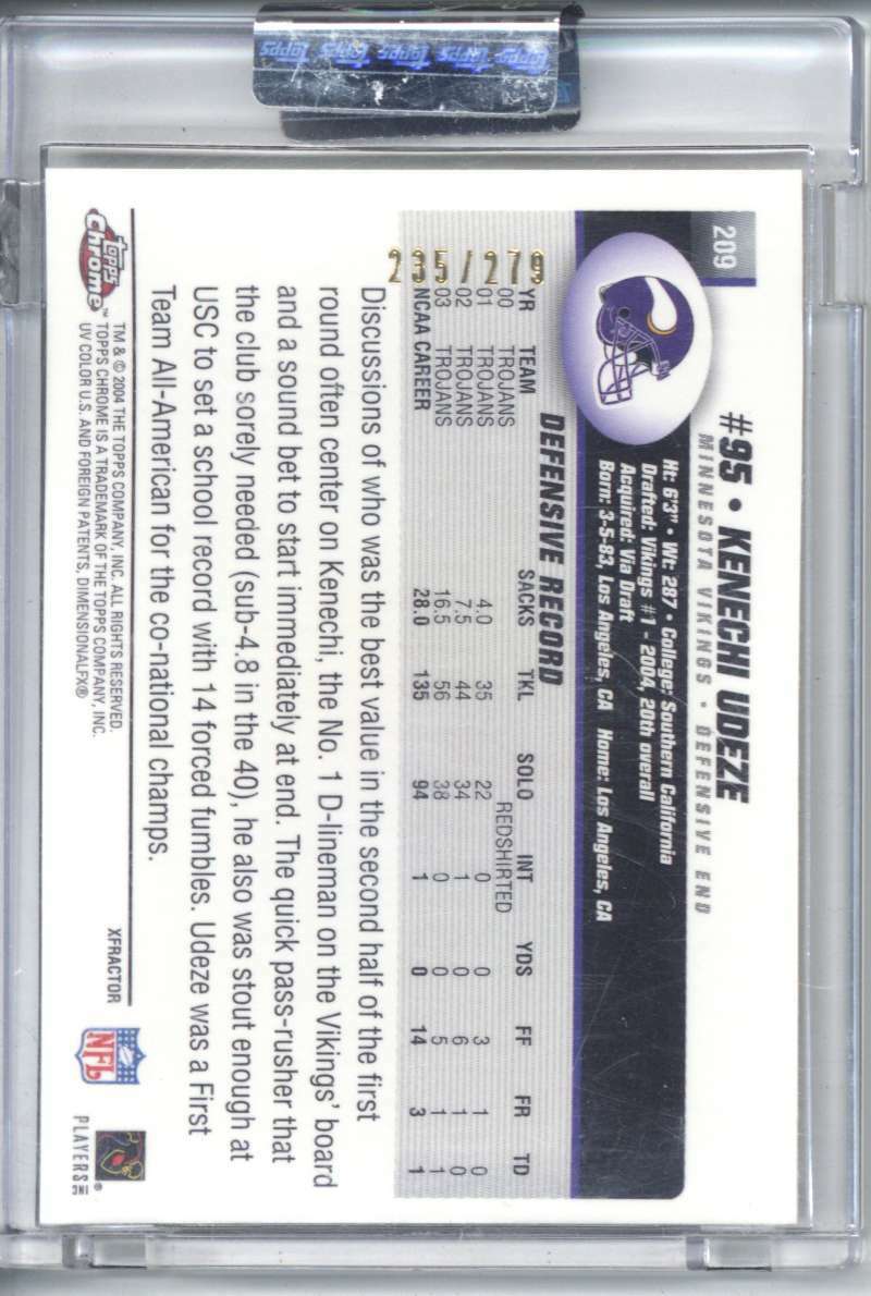 Kenechi Udeze 2004 Topps Chrome Rookie #209 1
