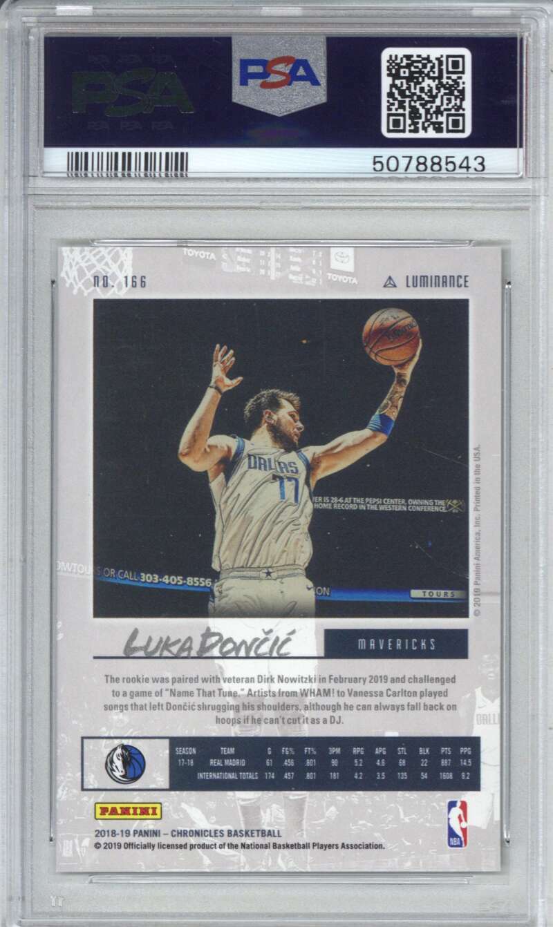 2018 Panini Chronicles 166 Luka Doncic Pink PSA 9 1