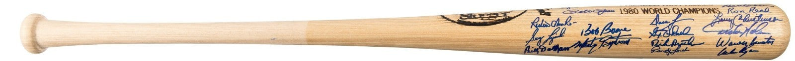 1980 Philadelphia Phillies Team Signed Baseball Bat Rose Carlton Grad LOA2