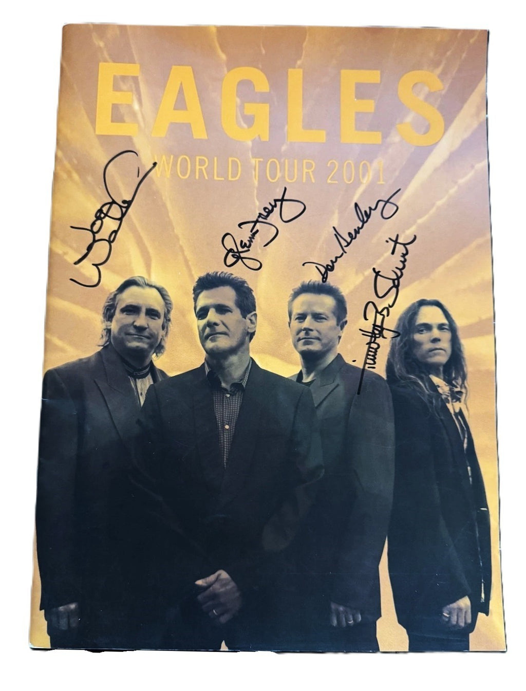 Eagles Group Signed Auto 2001 9x14 Tour Program Walsh Frey Henley Schmit PSA DNA0