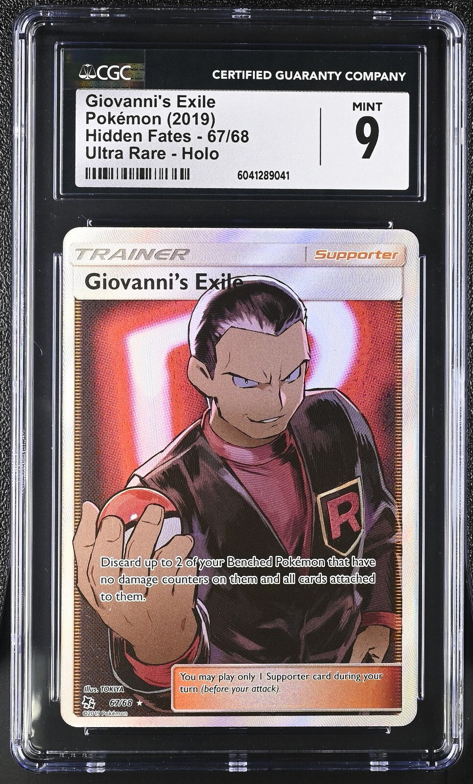 2019 Pokemon Hidden Fates Giovanni's Exile Full Art 67/68 CGC 90