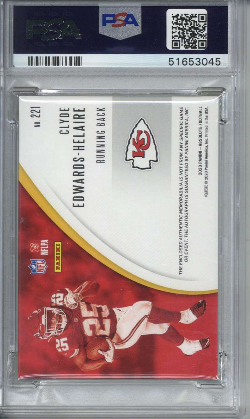 2020 Panini Absolute 221 Clyde Edwards Helaire Materials Autograph Five PSA 9 101