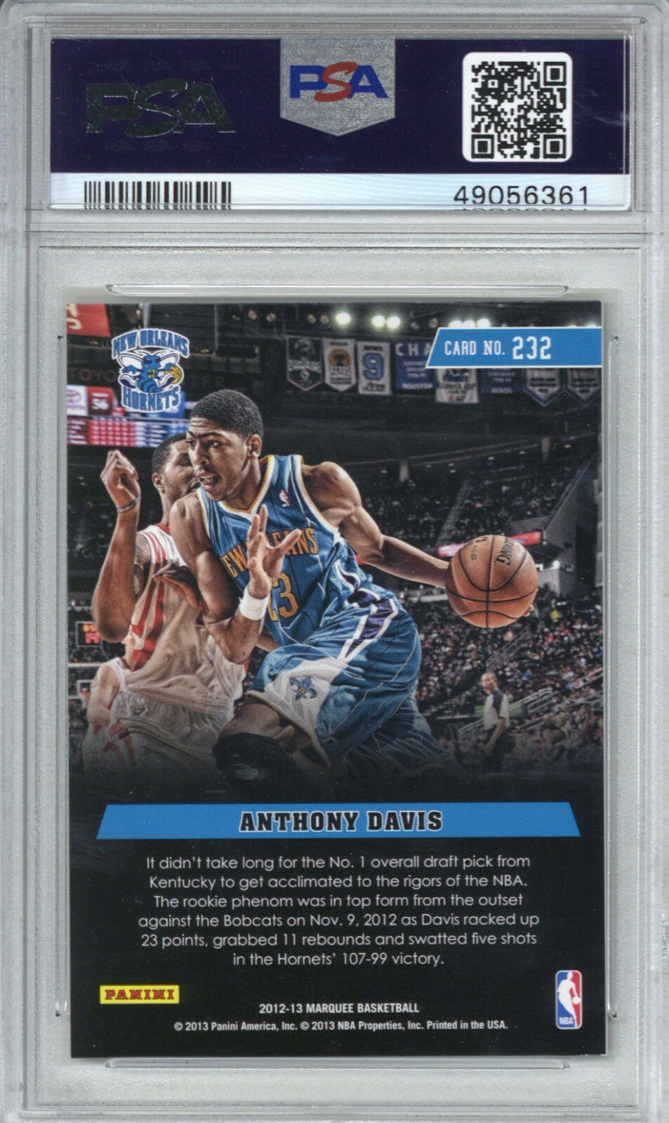 2012 Panini Marquee #232 Anthony Davis PSA 91